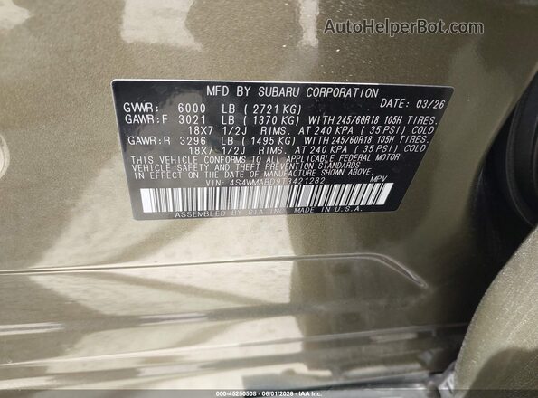 4S4WMABD9T3421282 2026 SUBARU ASCENT Gray 