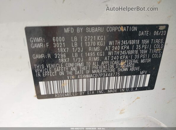 4S4WMACD7P3448775 2023 SUBARU ASCENT White 