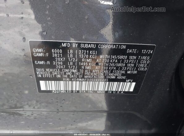 4S4WMAFD2S3406485 2025 SUBARU ASCENT Gray Вид підкапотного простору