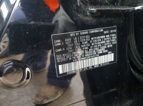 4S4WMAKD8P3451749 2023 SUBARU ASCENT Black 