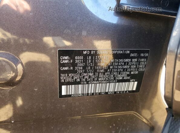 4S4WMAPD6M3416583 2021 SUBARU ASCENT Charcoal 