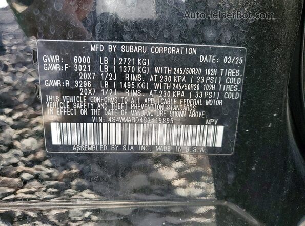 4S4WMARD4S3419895 2025 SUBARU ASCENT Black 