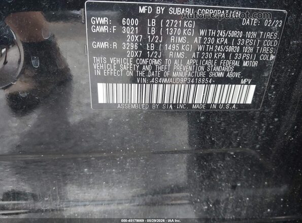 4S4WMAUD9P3418854 2023 SUBARU ASCENT Black Вид підкапотного простору