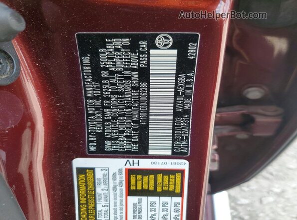 4T1BD1EB0JU062386 2018 TOYOTA LE Maroon Вид підкапотного простору