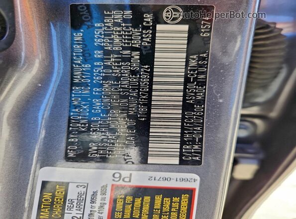 4T1BF1FK7GU569724 2016 TOYOTA CAMRY Charcoal Engine compartment view