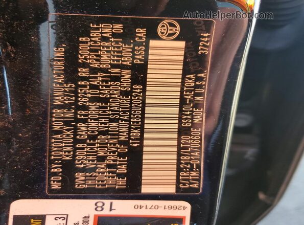 4T1BK1EB5GU205248 2016 TOYOTA AVALON Black Engine compartment view