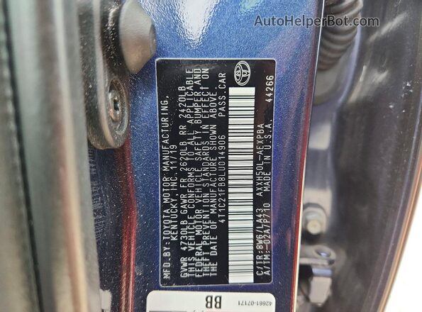 4T1C21FB8LU014906 2020 TOYOTA AVALON Blue Widok komory silnika