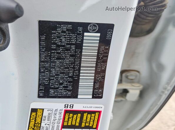 4T1DA1AB3NU014040 2022 TOYOTA AVALON White Vista del compartimento del motor