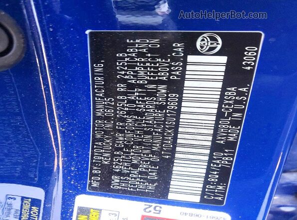 4T1DAACK1SU179609 2025 TOYOTA CAMRY Blue 