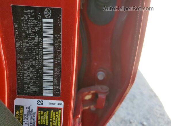 4T1DAACK2SU134839 2025 TOYOTA CAMRY Красный Вид подкапотного пространства
