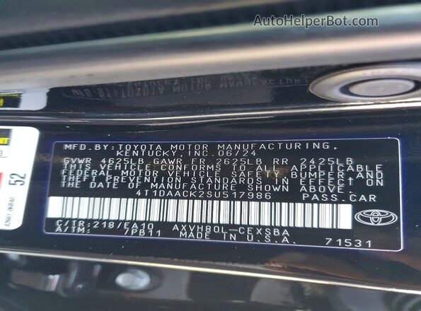 4T1DAACK2SU517986 2025 TOYOTA CAMRY Black 