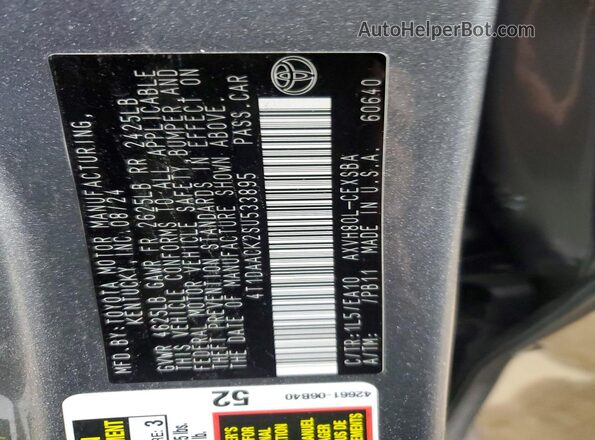4T1DAACK2SU533895 2025 TOYOTA CAMRY Серый 