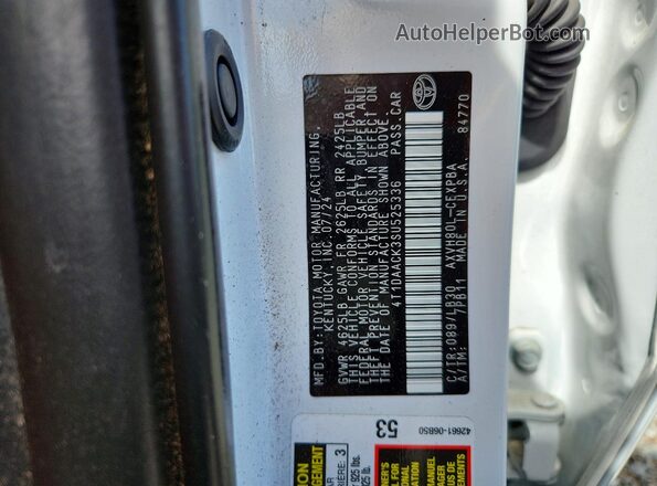4T1DAACK3SU525336 2025 TOYOTA CAMRY White Вид підкапотного простору