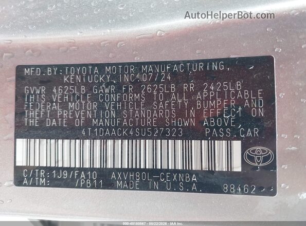 4T1DAACK4SU527323 2025 TOYOTA CAMRY Silver ძრავის განყოფილების ხედი