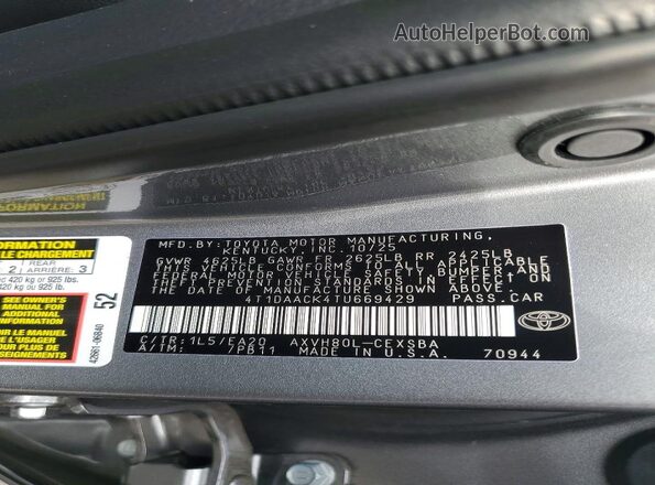 4T1DAACK4TU669429 2026 TOYOTA CAMRY Silver Vista del compartimento del motor