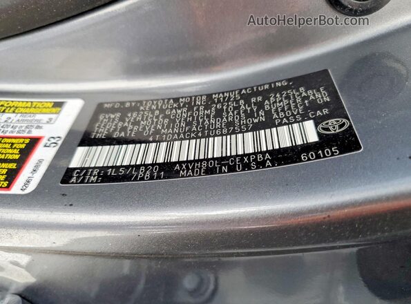 4T1DAACK4TU687557 2026 TOYOTA CAMRY Gray Engine compartment view