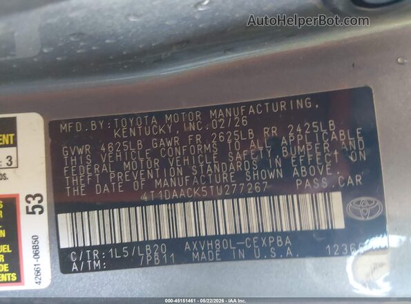 4T1DAACK5TU277267 2026 TOYOTA CAMRY Gray 