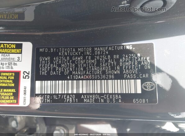 4T1DAACK6SU536296 2025 TOYOTA CAMRY Black 