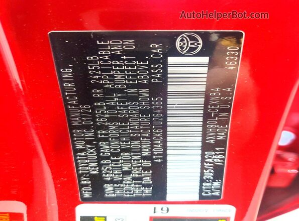 4T1DAACK6TU264365 2026 TOYOTA CAMRY Red Շարժիչի բաժամունքի տեսք