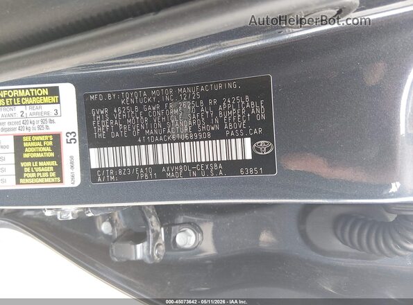 4T1DAACK6TU689908 2026 TOYOTA CAMRY Blue Вид підкапотного простору