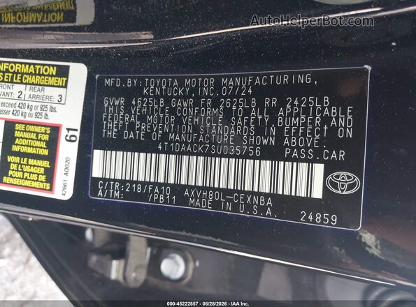 4T1DAACK7SU035756 2025 TOYOTA CAMRY Черный Вид подкапотного пространства