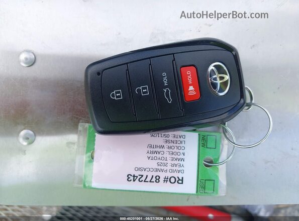 4T1DAACK7SU078638 2025 TOYOTA CAMRY White წინა პანელის ხედი