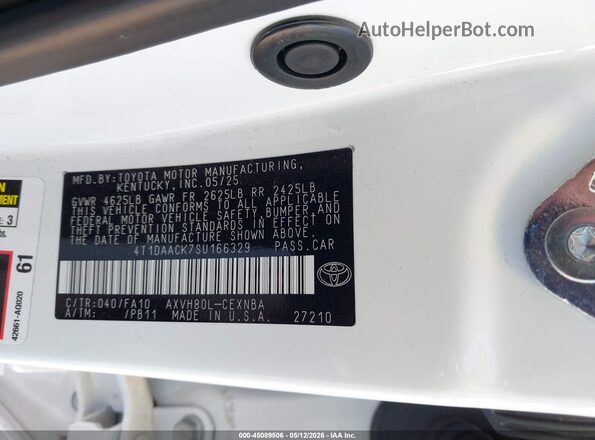 4T1DAACK7SU166329 2025 TOYOTA LE White Engine compartment view