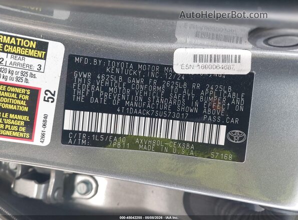 4T1DAACK7SU573017 2025 TOYOTA CAMRY Gray Engine compartment view