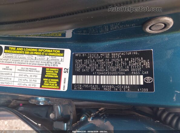 4T1DAACK9SU007084 2025 TOYOTA CAMRY Green Vista del compartimento del motor