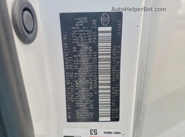 4T1DAACKXSU015646 2025 TOYOTA CAMRY Белый Вид подкапотного пространства