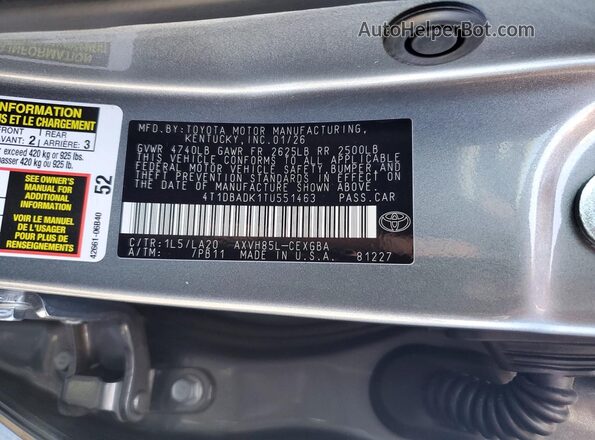 4T1DBADK1TU551463 2026 TOYOTA CAMRY Silver 