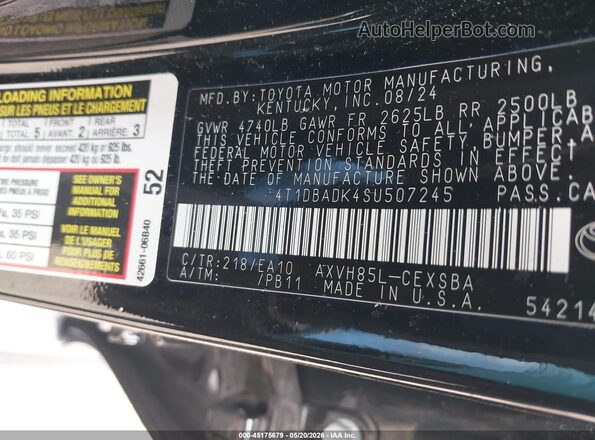 4T1DBADK4SU507245 2025 TOYOTA CAMRY Черный Вид подкапотного пространства