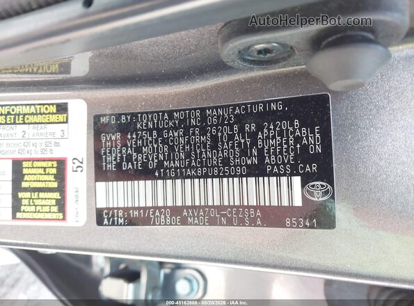 4T1G11AK8PU825090 2023 TOYOTA CAMRY Gray ძრავის განყოფილების ხედი