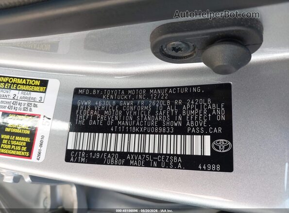 4T1T11BKXPU089833 2023 TOYOTA CAMRY Silver Vista del compartimento del motor
