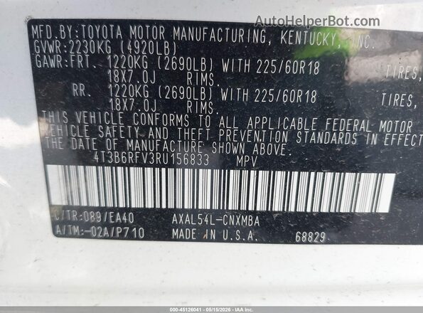 4T3B6RFV3RU156833 2024 TOYOTA RAV4 HYBRID White Շարժիչի բաժամունքի տեսք