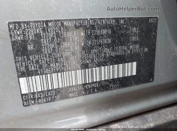 4T3B6RFV5PU140078 2023 TOYOTA RAV4 HYBRID Gray 