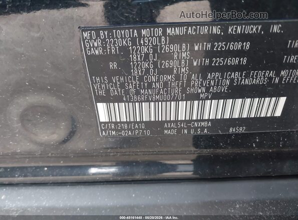 4T3B6RFV8MU007701 2021 TOYOTA RAV4 HYBRID Черный Вид подкапотного пространства