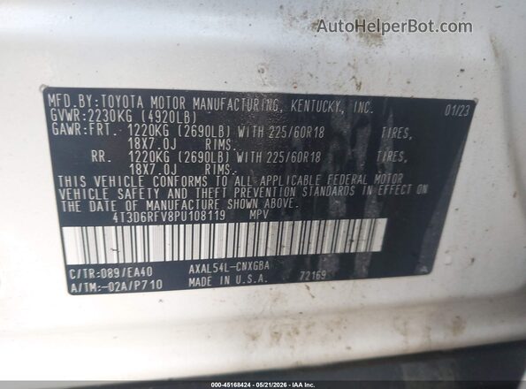 4T3D6RFV8PU108119 2023 TOYOTA RAV4 HYBRID White 