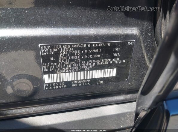 4T3E6RFV6PU124727 2023 TOYOTA RAV4 HYBRID Gray Vista de la etiqueta del VIN