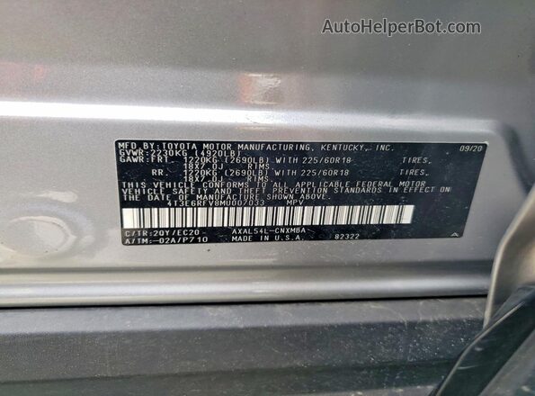 4T3E6RFV8MU007033 2021 TOYOTA RAV4 Silver Vista del compartimento del motor