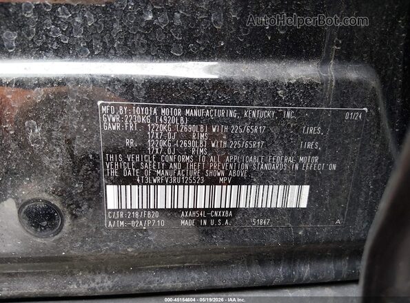 4T3LWRFV3RU125523 2024 TOYOTA RAV4 HYBRID Black Vista del compartimento del motor