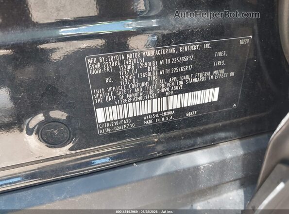 4T3R6RFV2MU014691 2021 TOYOTA RAV4 HYBRID Black Вид підкапотного простору
