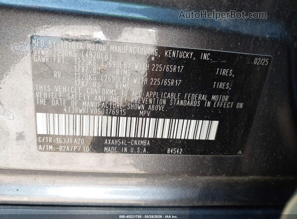 4T3RWRFV0SU176915 2025 TOYOTA RAV4 HYBRID Gray ძრავის განყოფილების ხედი