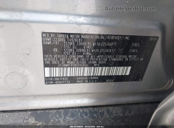 4T3RWRFV2RU145854 2024 TOYOTA RAV4 HYBRID Silver Widok komory silnika