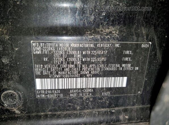 4T3RWRFV4RU144902 2024 TOYOTA LE Black Widok naklejki z numerem VIN