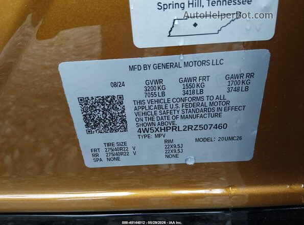 4W5XHPRL2RZ507460 2024 ACURA ZDX Gold Vista del compartimento del motor