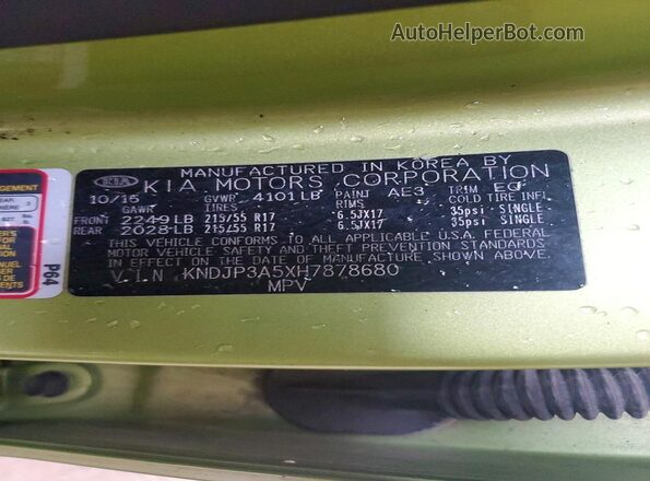 KNDJP3A5XH7878680 2017 KIA SOUL Green 