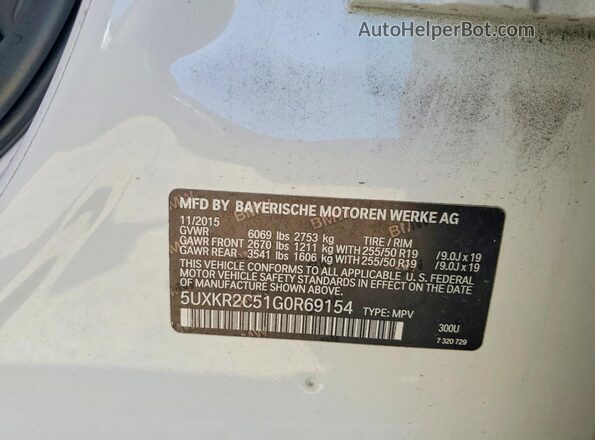 5UXKR2C51G0R69154 2016 BMW X5 Белый Вид наклейки с VIN-кодом