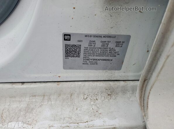 1G6DY5R6XP0860614 2023 CADILLAC CT5 White Vista de la etiqueta del VIN