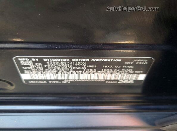 JA4AD3A36HZ010956 2017 MITSUBISHI OUTLANDER Black Vista de la etiqueta del VIN